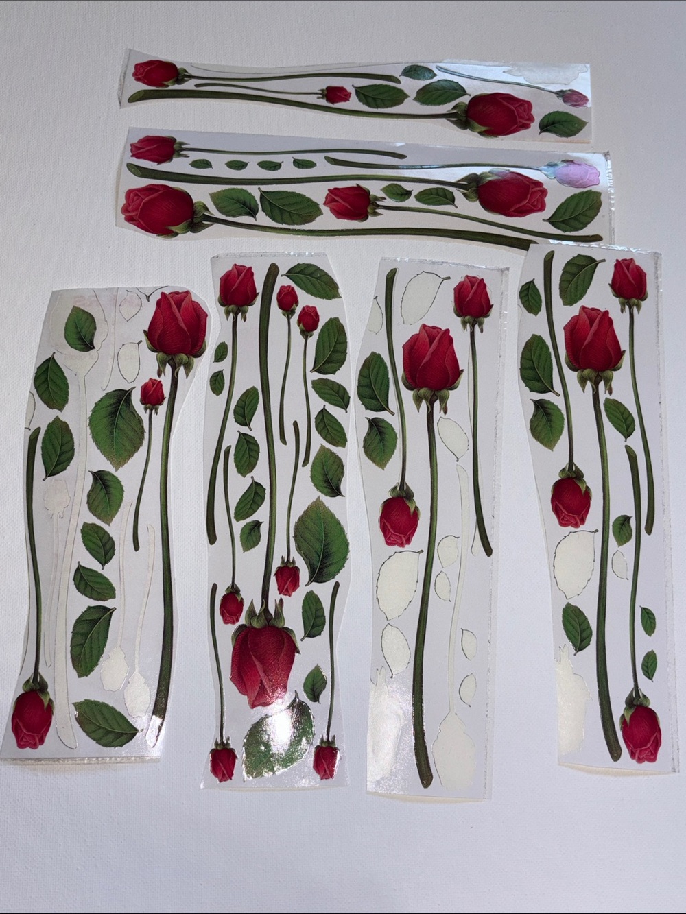 Creative Imaginations Long Stem Red Rose and Leaves Scrapbooking Stickers